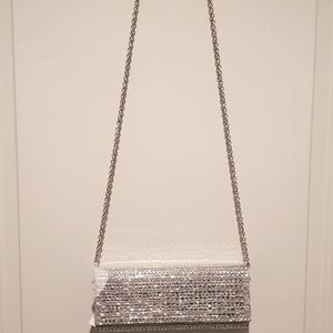 ALDO Bascemi Minaudiere Bling Clutch in Silver